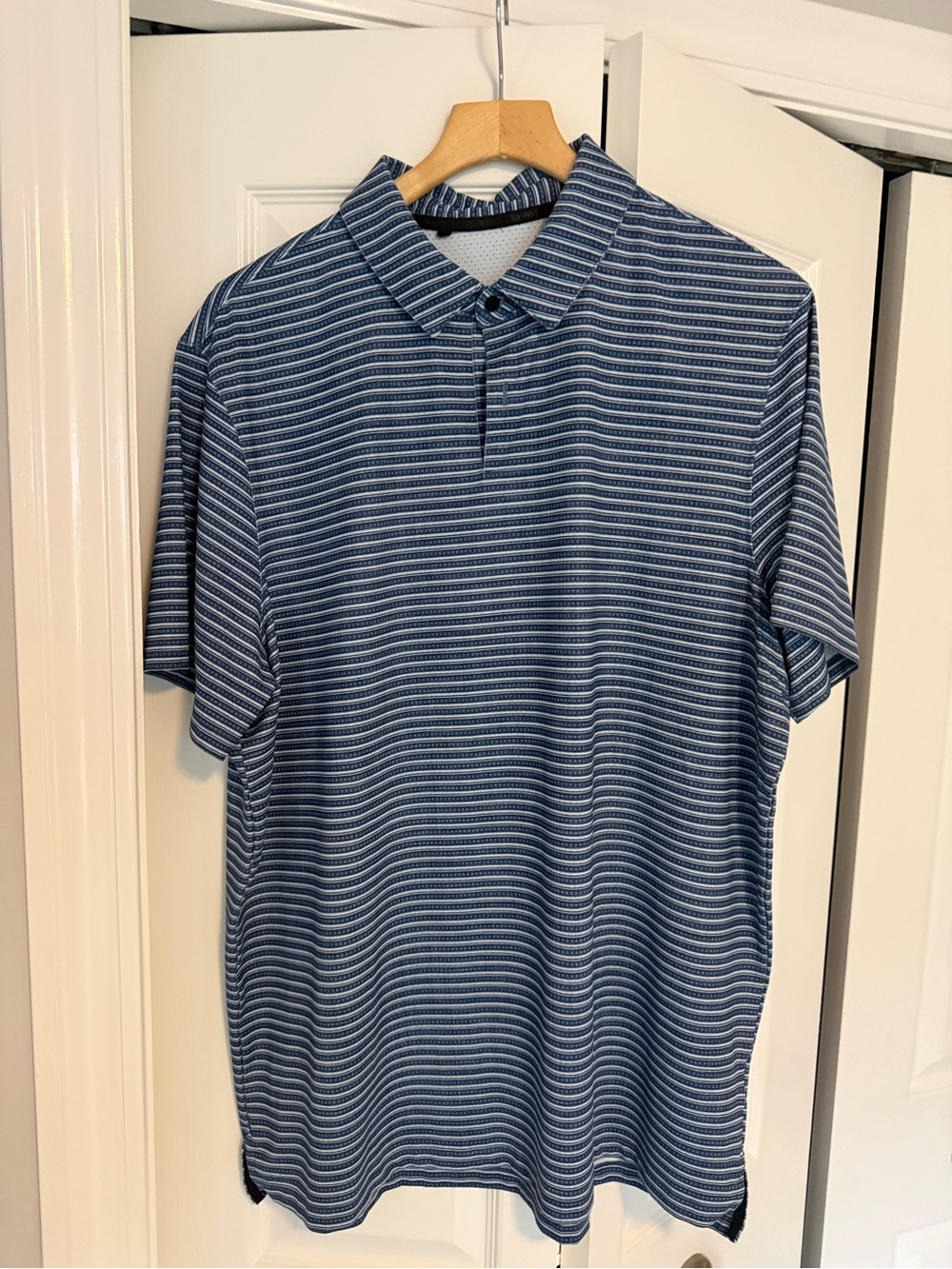 Men's Blue Striped Polo Shirt